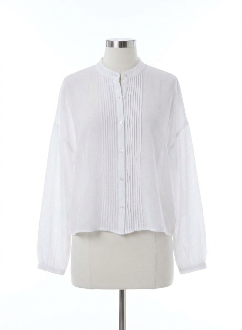 NEW BELLA DAHL long sleeve drop shoulder pintuck shirt in soft sky